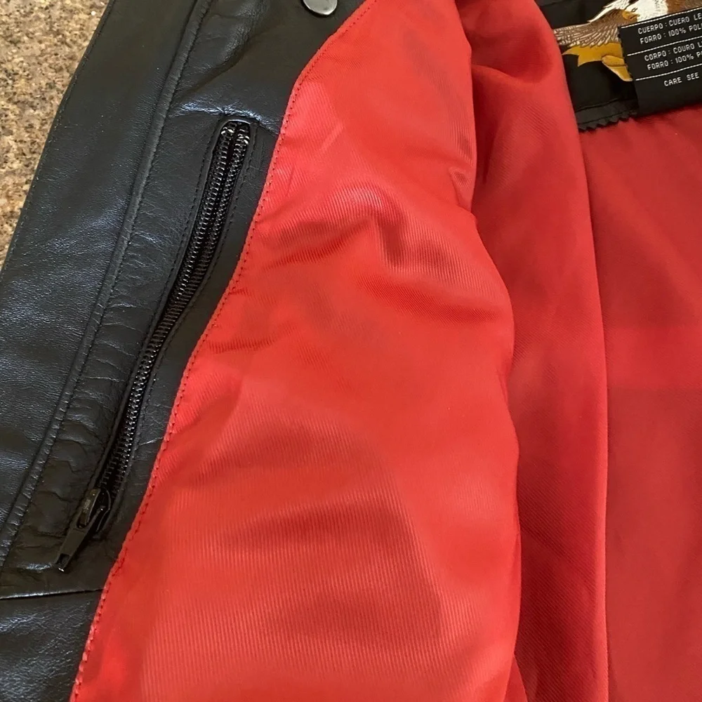 Harley Davidson Women's Black/Red Leather Jacket EUC X Small - Picture 10 of 10